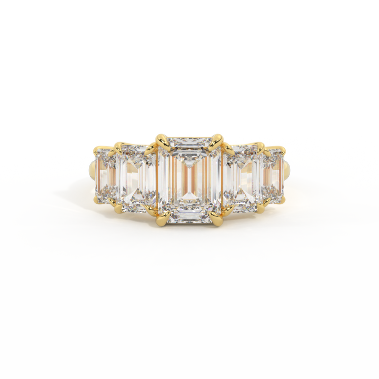 Lab Grown Diamond Divinity Emerald Cut 18k Yellow Gold Ring