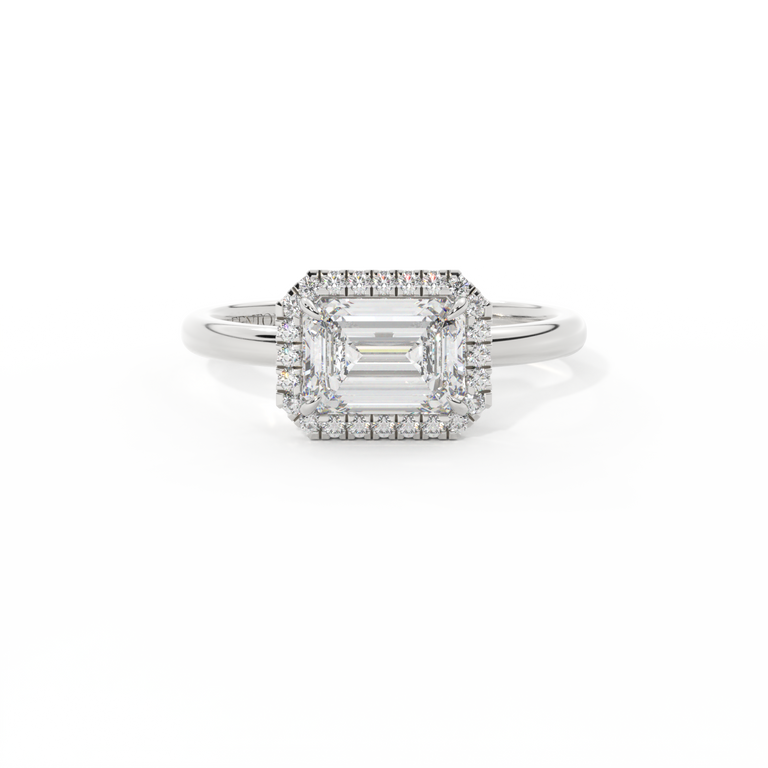 Lab Grown Solar Diamond East West Emerald Emerald Platinum Ring