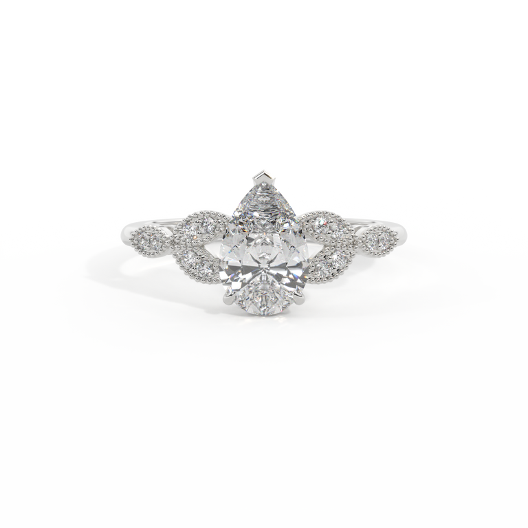 Lab Grown Diamond Floral Pear Cut Diamond Platinum Ring