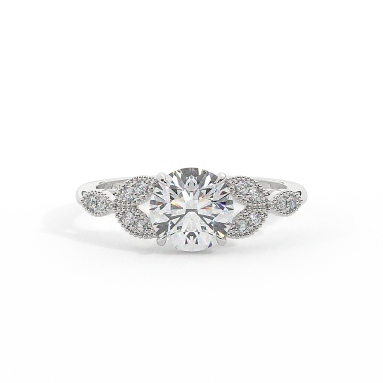 Lab Grown Diamond Floral Round Cut Diamond Platinum Ring