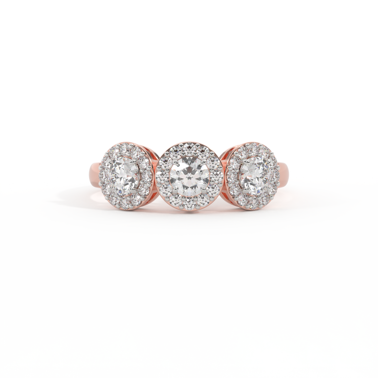 Lab Grown Diamond Garland Round Cut Diamond 18k Rose Gold Ring