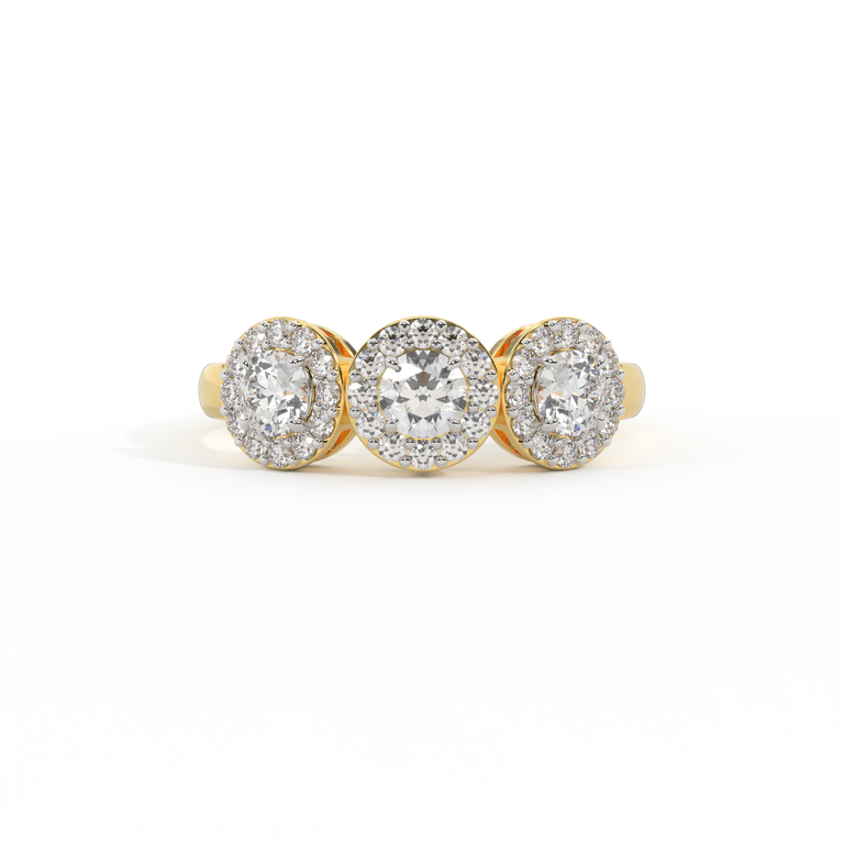 Lab Grown Diamond Garland Round Cut Diamond 18k Yellow Gold Ring