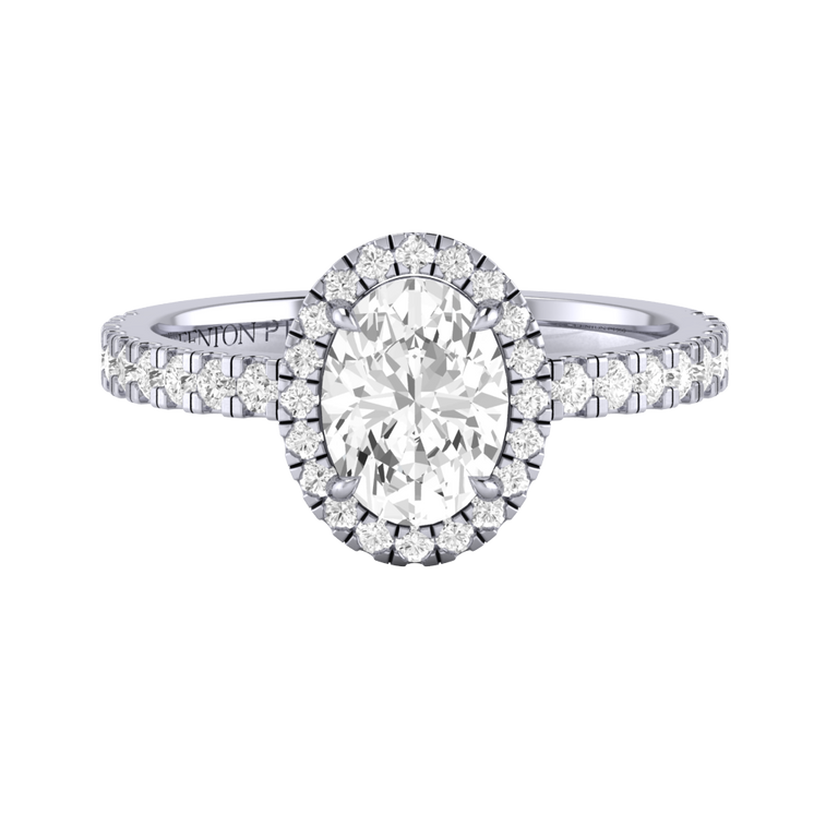 Naturally Mined Diamond Halo Platinum Ring (Diamond Pavé) (GIA 6511017665)