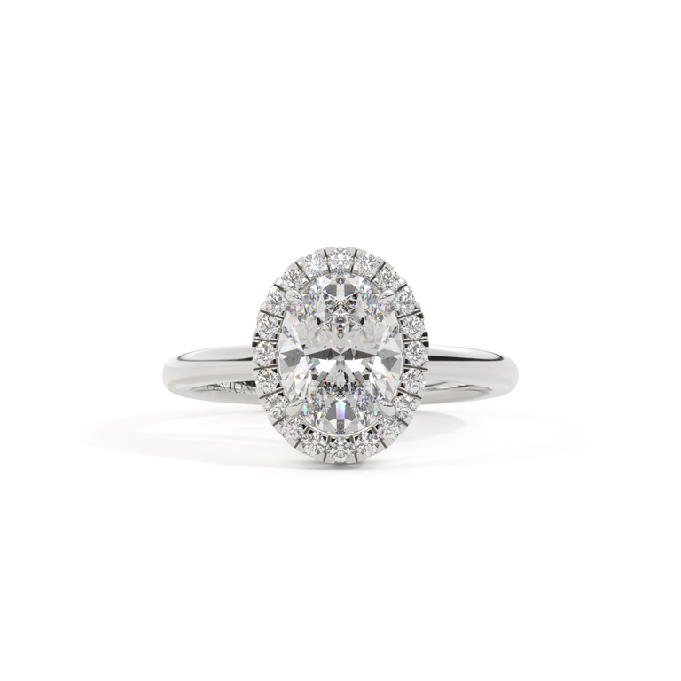 Naturally Mined Diamond Halo Platinum Ring (Diamond Pavé) (GIA 7538494153)