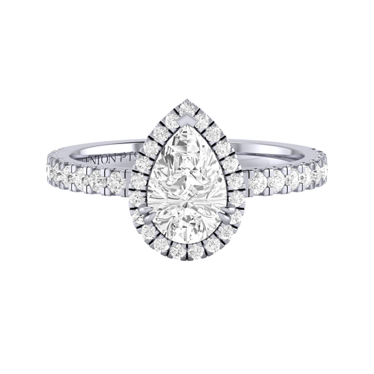 Naturally Mined Diamond Halo Platinum Ring (Diamond Pavé) (GIA 7472645790)