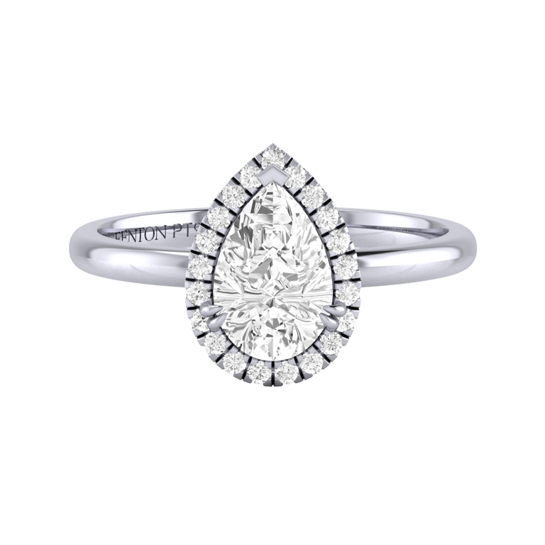 Naturally Mined Diamond Halo Platinum Ring (GIA 7472645790)