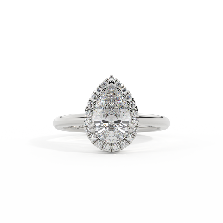 Lab Grown Diamond Halo Platinum Ring (Diamond Pavé) (GIA 1533331838)