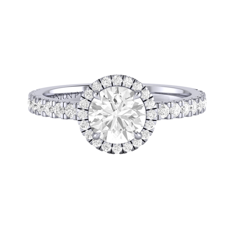 Naturally Mined Diamond Halo Platinum Ring (Diamond Pavé) (GIA 7492268180)