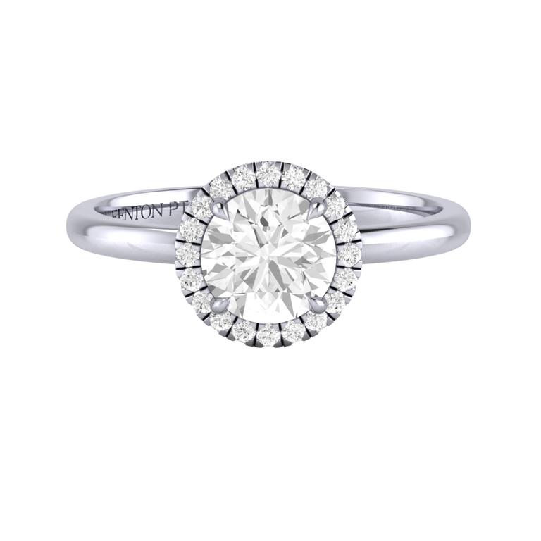 Naturally Mined Diamond Halo Platinum Ring (GIA 2215448325)