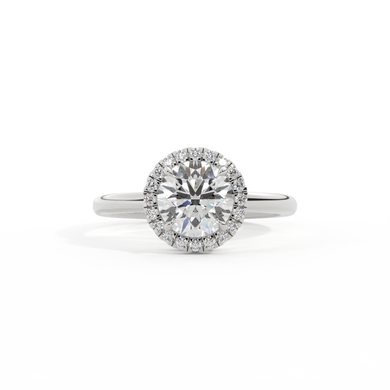 Naturally Mined Diamond Halo Platinum Ring (IGI 662447952)