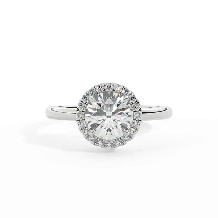 Lab Grown Diamond Halo Round Cut Diamond Platinum Ring