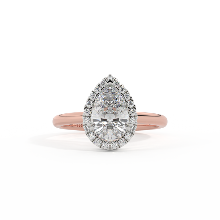 Naturally Mined Diamond Halo 18K Rose Gold Ring (Diamond Pavé) (GIA 6285608353)