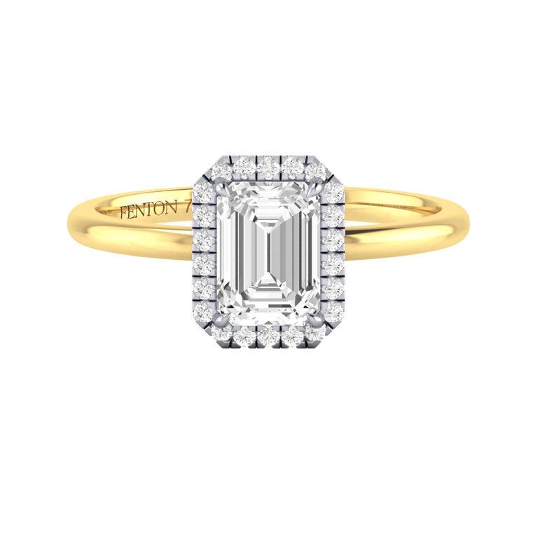 Naturally Mined Diamond Halo 18K Yellow Gold Ring (GIA 2484988177)