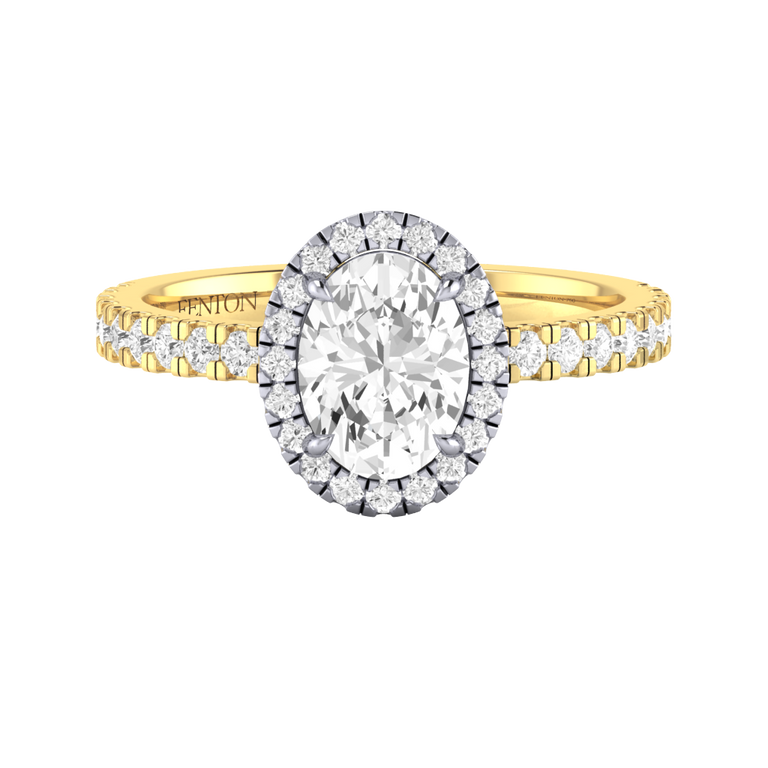 Naturally Mined Diamond Halo 18K Yellow Gold Ring (Diamond Pavé) (GIA 6512079289)