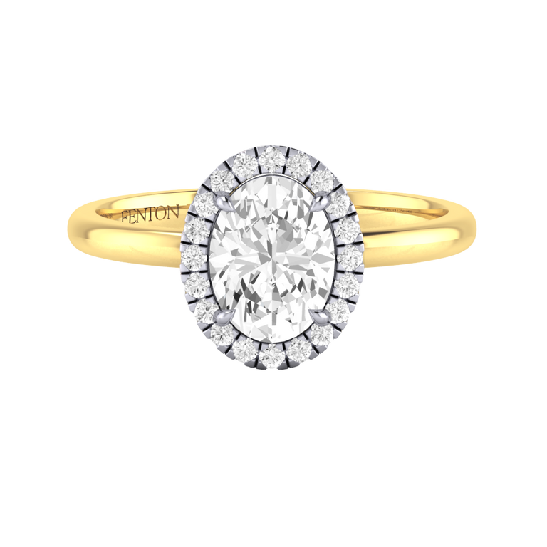 Naturally Mined Diamond Halo 18K Yellow Gold Ring (GIA 1505769311)