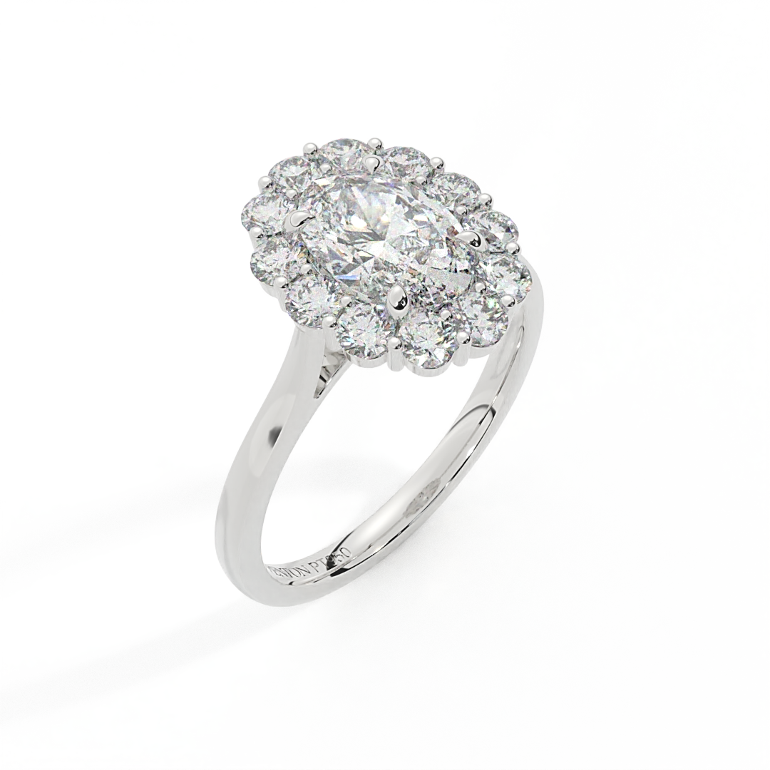 Lab Grown Diamond Mayfair Oval Cut Diamond Platinum Ring