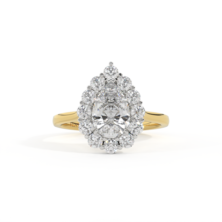 Naturally Mined Diamond Mayfair Pear Cut Diamond 18k Yellow Gold Ring