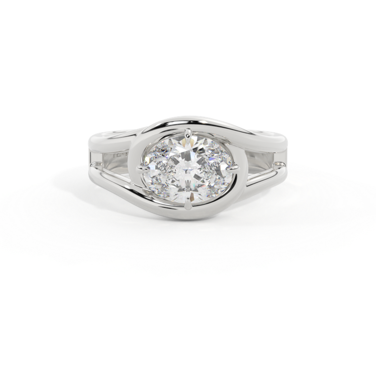 Lab Grown Diamond Saturn Oval Cut Platinum Ring