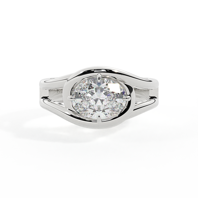 Lab Grown Diamond Saturn Oval Cut Platinum Ring