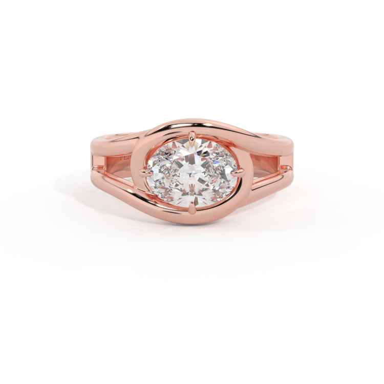 Lab Grown Diamond Saturn Oval Cut 18k Rose Gold Ring