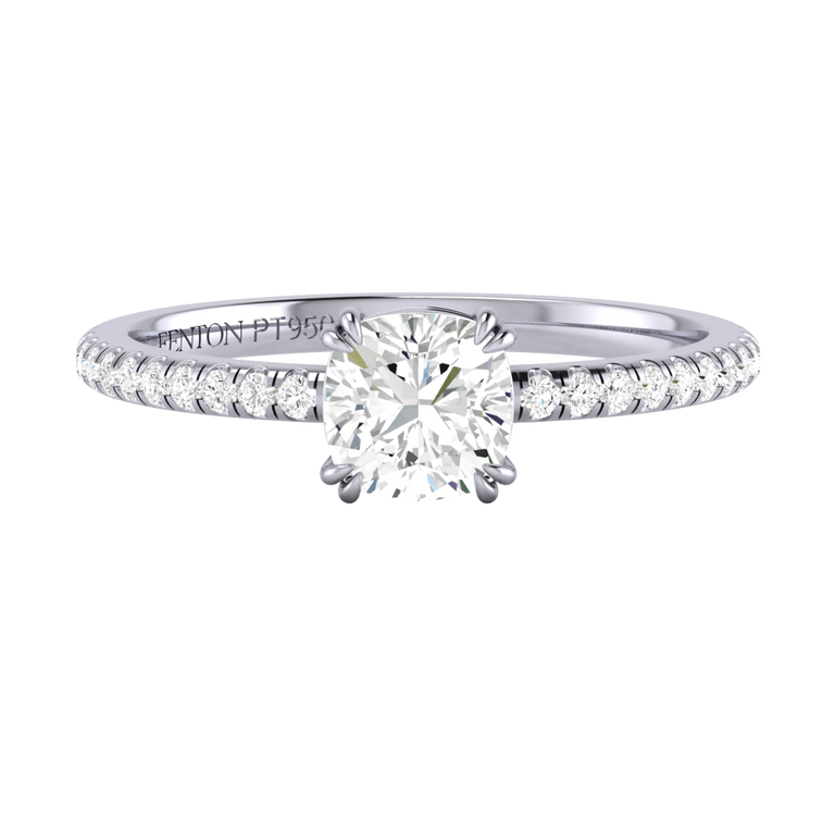 Naturally Mined Diamond Solitaire Platinum Ring (Diamond Pavé) (GIA 2446623399)