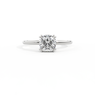 Lab Grown Solar Diamond Solitaire Cushion Cut Platinum Ring