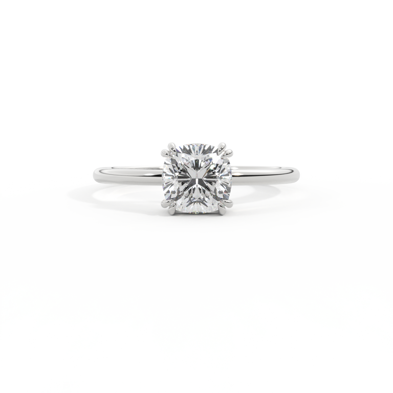 Naturally Mined Diamond Solitaire Cushion Cut Platinum Ring