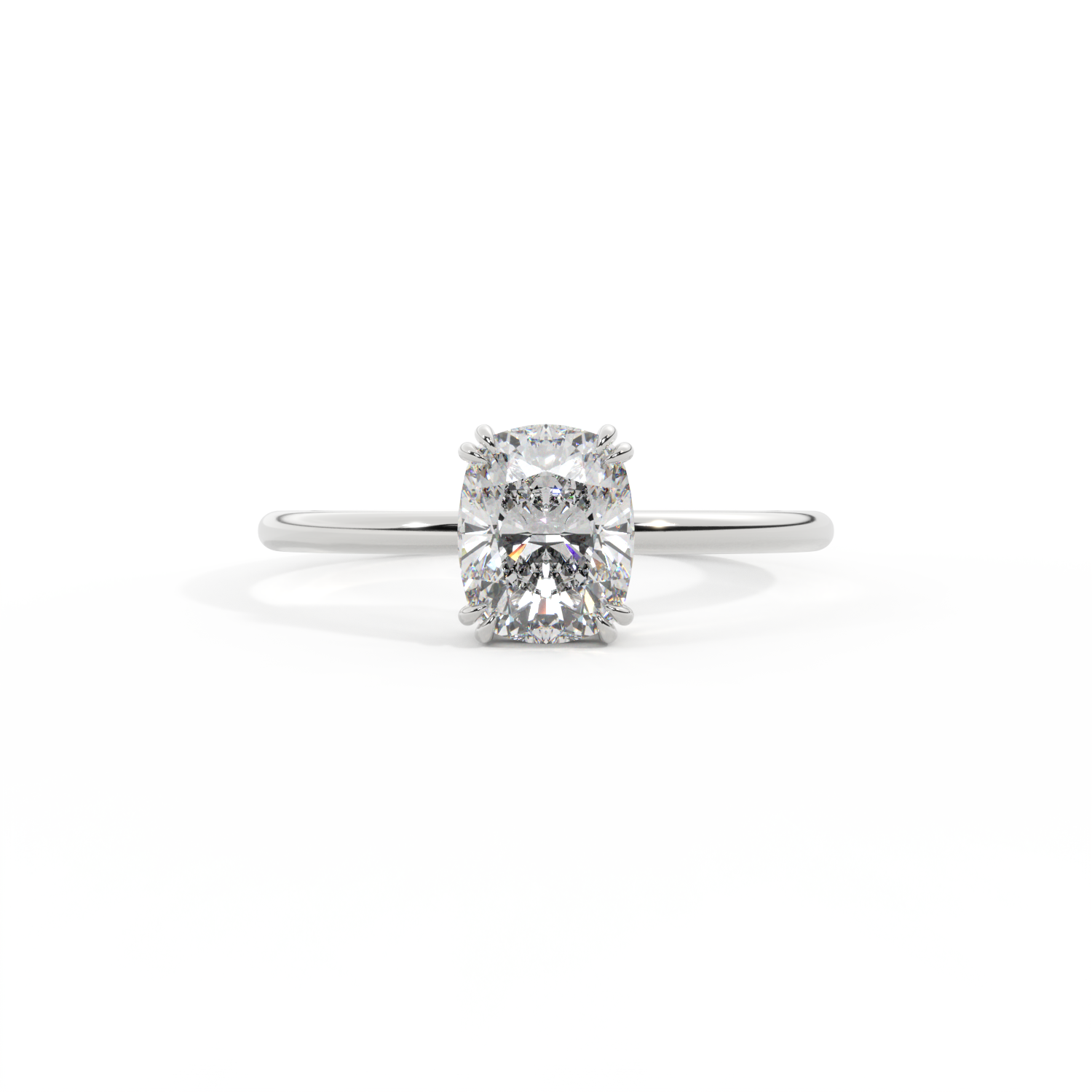 Lab Grown Diamond Solitaire Elongated Cushion Cut Platinum Ring