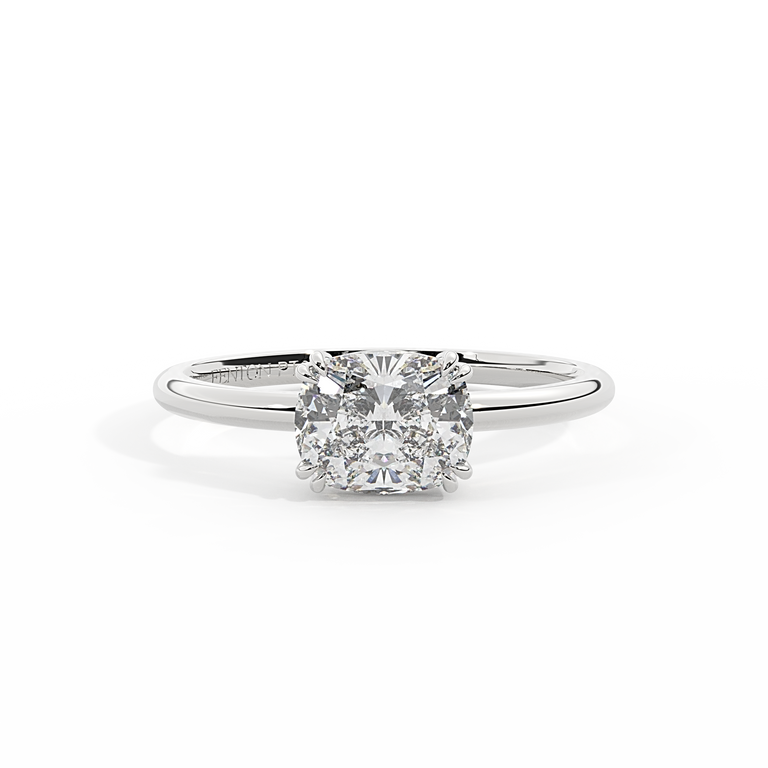 Lab Grown Diamond Solitaire Elongated Cushion Cut Platinum Ring