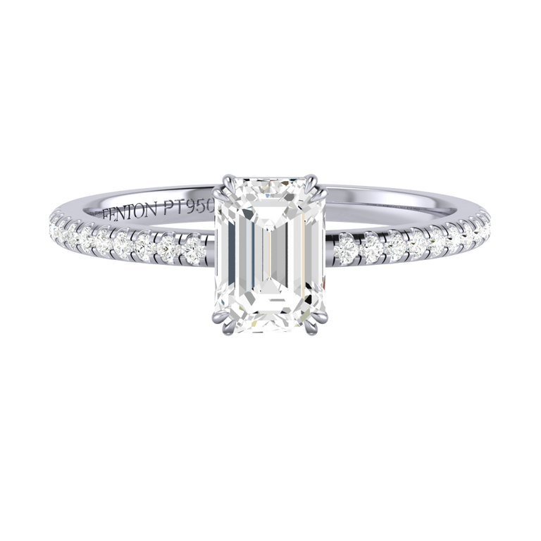 Naturally Mined Diamond Solitaire Platinum Ring (Diamond Pavé) (GIA 5516053472)