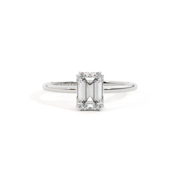 Lab Grown Diamond Solitaire Emerald Cut Platinum Ring