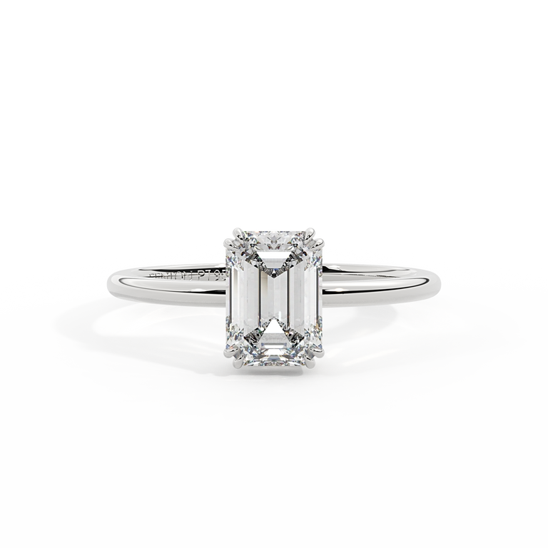 Lab Grown Diamond Solitaire Emerald Cut Platinum Ring