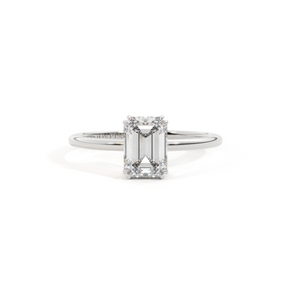 Lab Grown Solar Diamond Solitaire Emerald Cut Platinum Ring