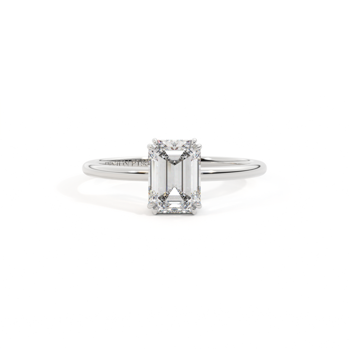 Lab Grown Diamond Solitaire Emerald Cut Platinum Ring