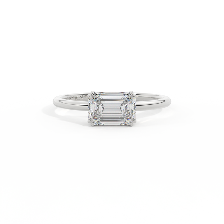 Naturally Mined Diamond Solitaire Emerald Cut Platinum Ring