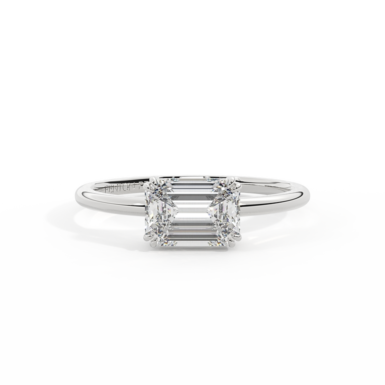 Lab Grown Diamond Solitaire Emerald Cut Platinum Ring