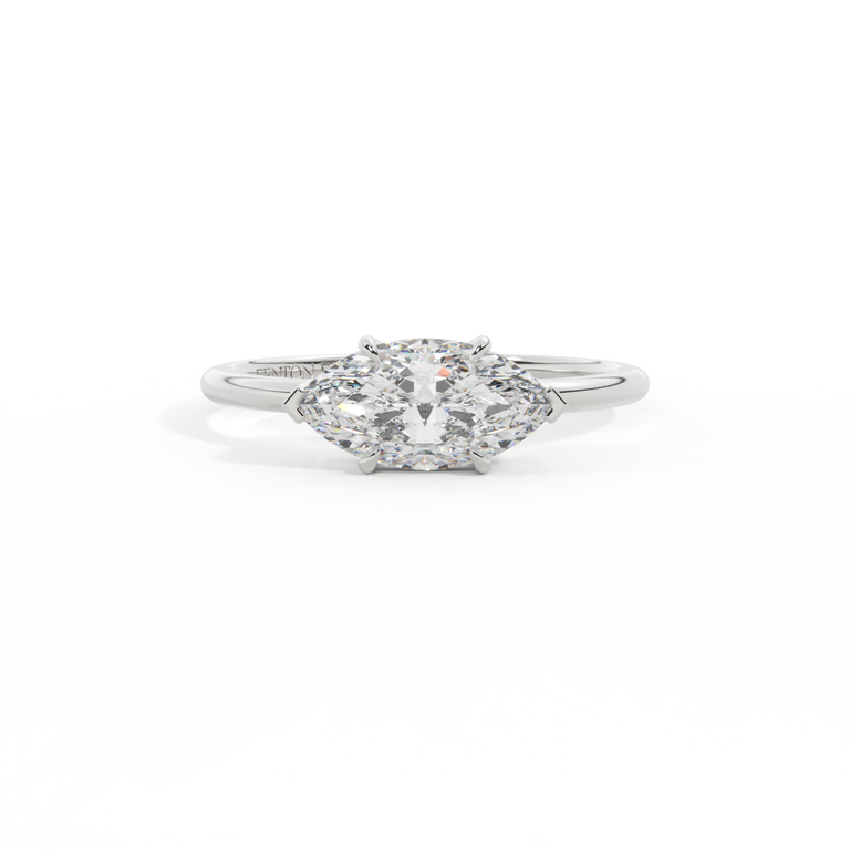 Naturally Mined Diamond Solitaire Marquise Cut Platinum Ring