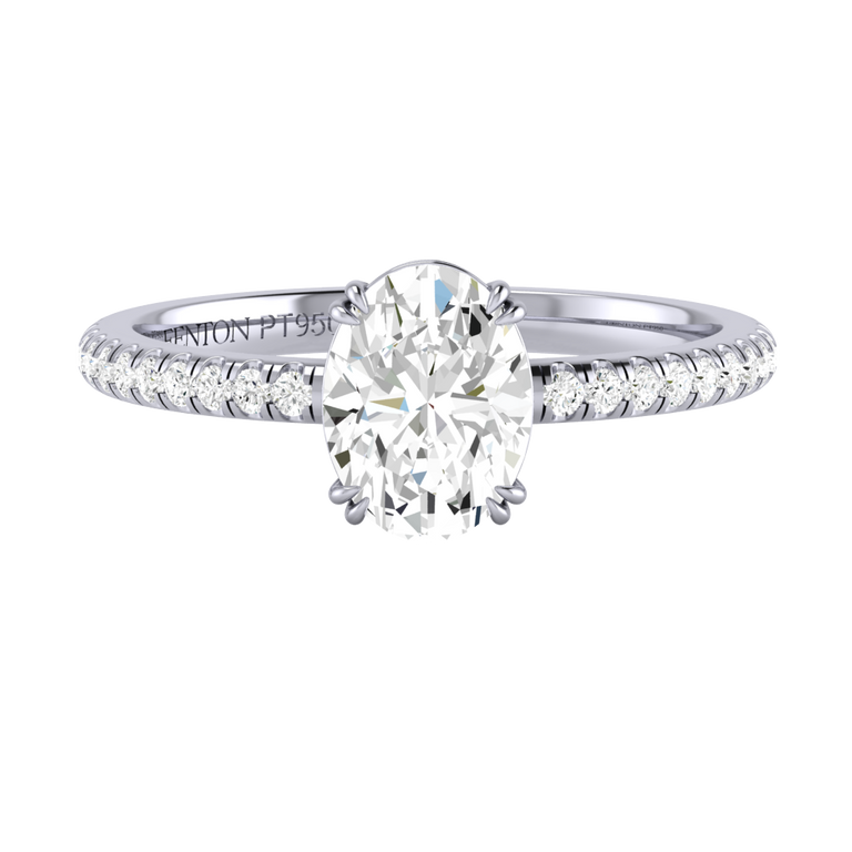 Naturally Mined Diamond Solitaire Platinum Ring (Diamond Pavé) (GIA 6441441252)