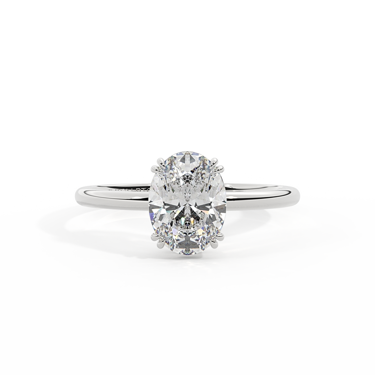 Naturally Mined Diamond Solitaire Oval Cut Platinum Ring