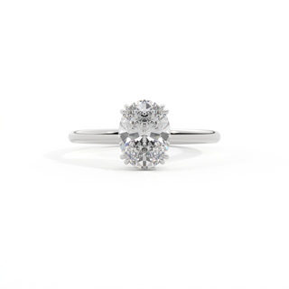 Lab Grown Solar Diamond Solitaire Oval Cut Platinum Ring