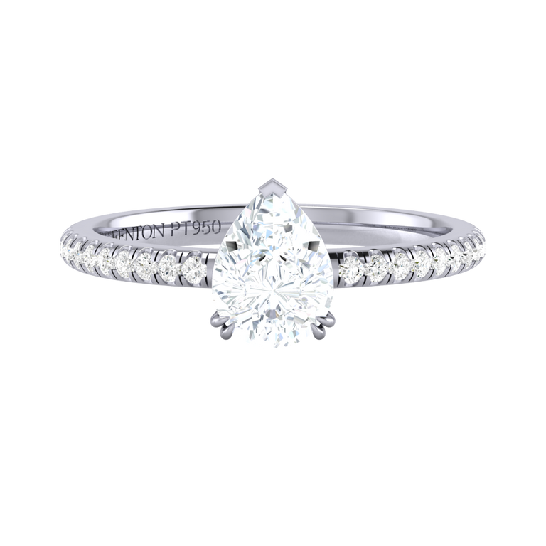 Naturally Mined Diamond Solitaire Platinum Ring (Diamond Pavé) (GIA 5231110418)