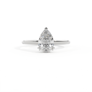Lab Grown Solar Diamond Solitaire Pear Cut Platinum Ring