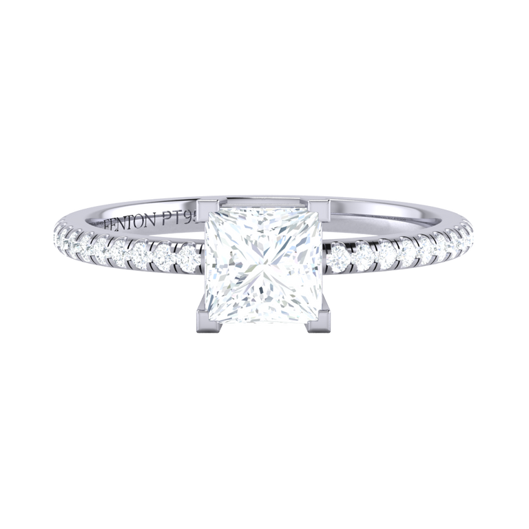 Naturally Mined Diamond Solitaire Platinum Ring (Diamond Pavé) (GIA 6511066391)