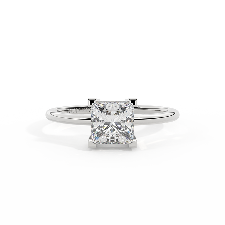 Lab Grown Diamond Solitaire Princess Cut Platinum Ring