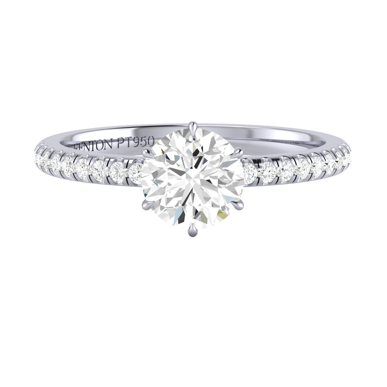 Naturally Mined Diamond Solitaire Platinum Ring (Diamond Pavé) (GIA 5476130541)