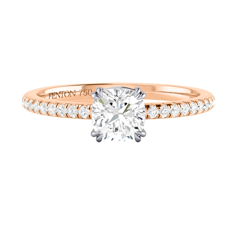 Naturally Mined Diamond Solitaire 18K Rose Gold Ring (Diamond Pavé) (GIA 6452935163)