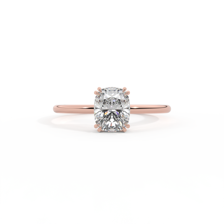 Lab Grown Diamond Solitaire Elongated Cushion Cut 18k Rose Gold Ring