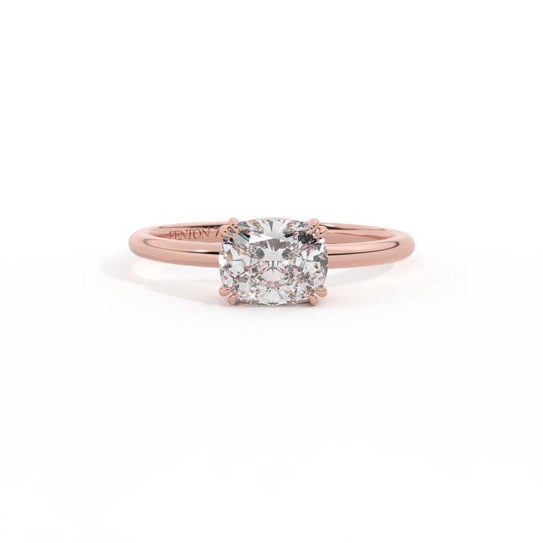 Lab Grown Diamond Solitaire Elongated Cushion Cut 18k Rose Gold Ring
