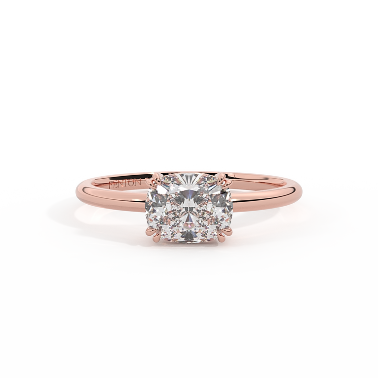 Lab Grown Diamond Solitaire Elongated Cushion Cut 18k Rose Gold Ring