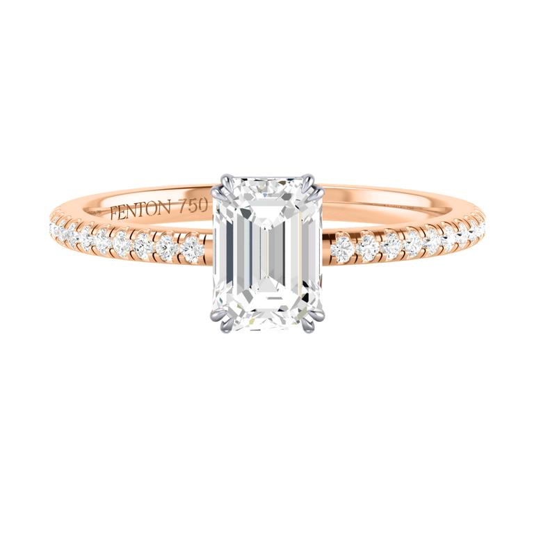 Naturally Mined Diamond Solitaire 18K Rose Gold Ring (Diamond Pavé) (GIA 1498412714)